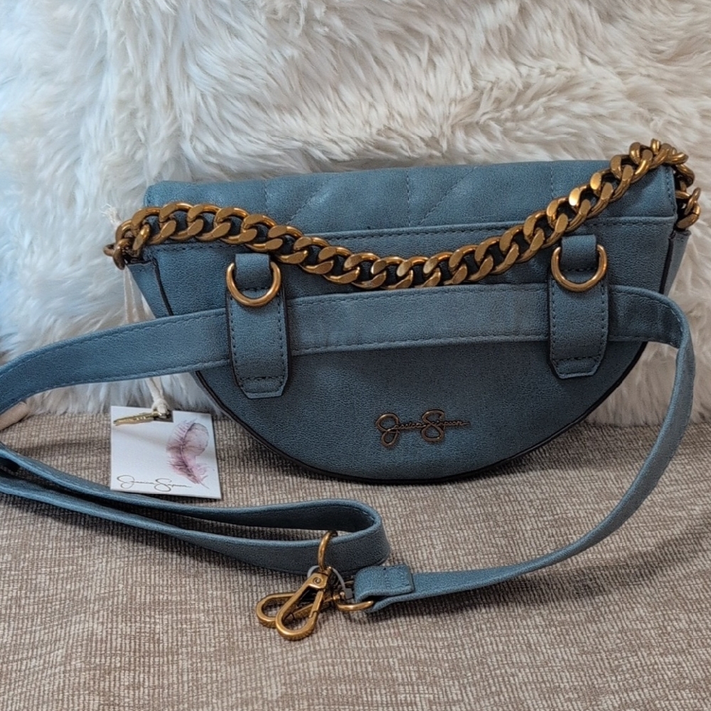 Jessica Simpson Teal Crossbody Bag with Gold Chain Brand New